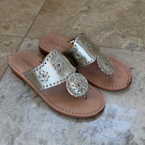 Jack Rogers Gold Leather Kids Sandals